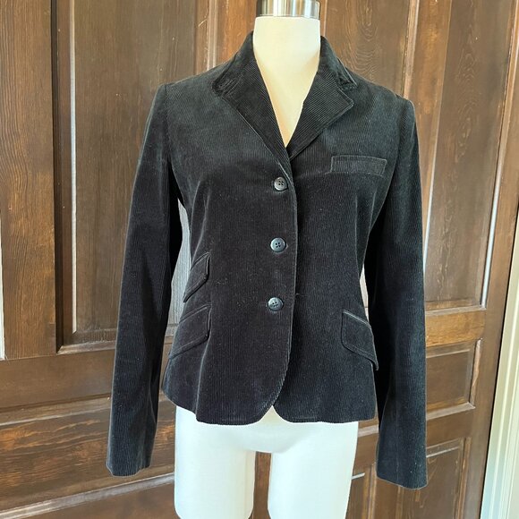 Ralph Lauren Blue Label Women's 10 Black Corduroy Blazer 3 Button Vintage Cotton - Picture 11 of 11